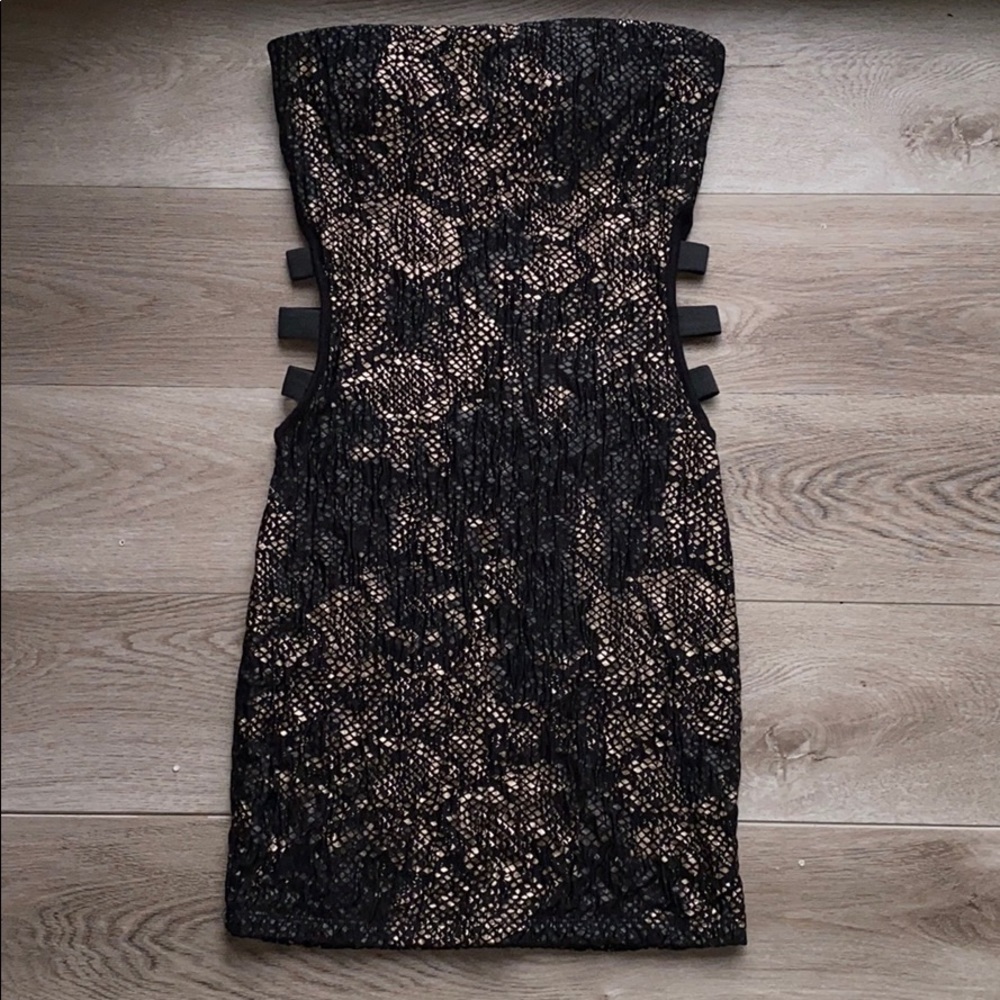 Sleeveless Tube top black and gold dress - Picture 2 of 4